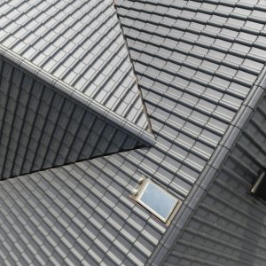 New House Roof Made From Black Roof Tiles